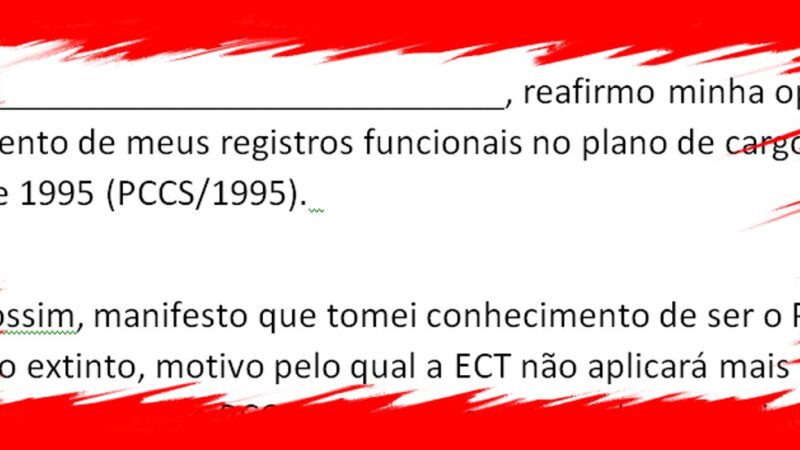 Assine o termo de reafirmação ao PCCS 1995