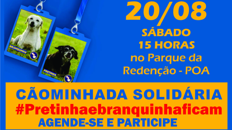 SINTECT-RS chama para Cãominhada em defesa da Pretinha e da Branquinha