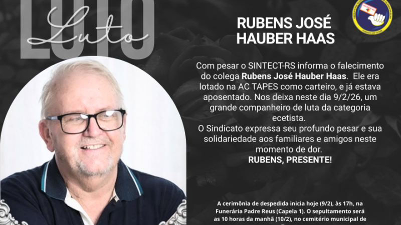 NOTA DE PESAR: RUBENS JOSÉ HAUBER HAAS