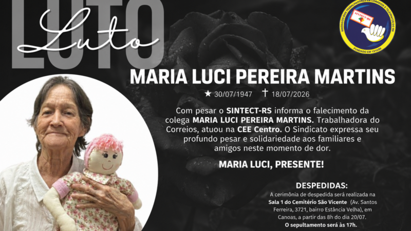 NOTA DE PESAR: MARIA LUCI PEREIRA MARTINS